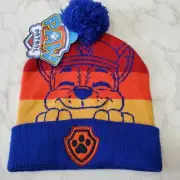 Paw Patrol Beanie Hat Youth One Size Chase Multicolor Embroidered Patch Blue Red