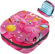Period Bag,Sanitary Napkin Storage Bag,Flamingo and Anchor Pink Cartoon,Tampon Bag for Purse