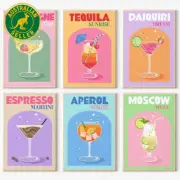 6 Pack Retro Cocktail Paint by Numbers Kit for Adults Beginner,Vintage Easy Pain