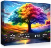 Rainbow Tree of Life Puzzles for Adults 1000 Pieces, Colorful Landscape Gradient