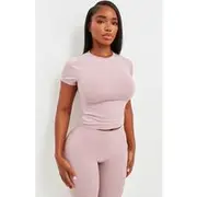 Shape Mauve Stretch Seamless Short Sleeve Longline Top, Mauve