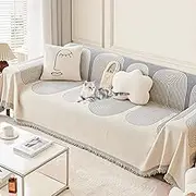 Reversible Chenille Sofa Cover, Double Sided Chenille Sofa Cover, Pet Four Seasons Chenille Sofa Covers, Chenille Couch Covers for Sofa (Gray,180x180cm/70.7x70.7in)