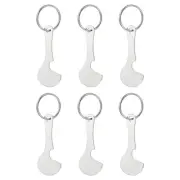 6Pcs Shopping Trolley Token Key Ring, 2.3 Inch Cart Remover, Silver Tone