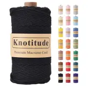 KNOTITUDE 3MM x 109Yards 3Ply Twisted Braided Soft 100% Pure Cotton Macrame Cord