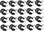 Operitacx 20Pcs Rubber Cushion Clamps Stainless Steel Wire Cable Maintenance Clamps for Secure Fixation Flexible Durable Design for Hose and Cable Management