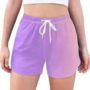 [RPLIFE] Orange to Yellow Gradient Running Shorts with Liner Woman, Womens High Waisted Shorts, Running Shorts Women with Liner