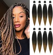 ROSDINA Pre-stretched Braiding Hair - 20 Inch 8 Packs Ombre Blonde Longt Braiding Hair For Twist or Box Braids, Yaki Texture Hot Water Setting Synthetic Braiding Hair Extensions (20 Inch, T27-8P)
