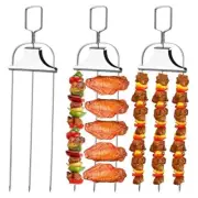3PCS 3- Stainless Steel Kabob Skewers for BBQ with Pusher Slider,for8011
