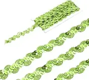 uxcell 5 Yard Sequins Beaded Lace Trim 0.6 Inch Wave Sequin Braid Trim Strip Paillette Ribbon for Crafts, Embellishments, DIY Sewing Costume, Light Green