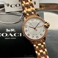 在飛比找ETMall東森購物網優惠-COACH手錶, 女錶 28mm 玫瑰金圓形精鋼錶殼 白色簡