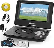 APEXORIGIN Portable DVD Player with 11.5" Swivel HD Screen, Car & Travel DVD/CD/USB/SD Card Player, Regions Free Sync Screen to TV, Equipped with Game Controller and Small Game Discs