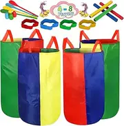 4-8 Player Potato Sack Race Bags Backyard Games for Kids Adults, Field Day Birthday Party Fun Outdoor Lawn for Family,Easter Carnival, Egg Spoon 3 Legged Relay Outside Games
