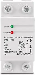 POWTAXBJGD 40A 63A 230V DIN Rail Automatic Recovery Reconnect Over Voltage and Under Voltage Protective Device Protection Relay(63A)