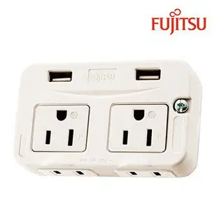 FUJITSU富士通電源轉接壁插(PE4T300) 3孔+2孔+USB埠各2座 一轉二插座 USB充電 2.1A