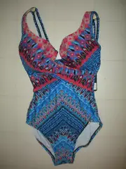 MIRACLESUIT Multicolor Casablanca Escape 1 PC Underwire Swimsuit Sz 8 NWT