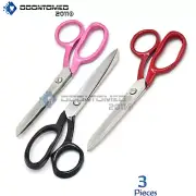 ODM 3 Tailor Scissors Pink, Black, Red - 7'' Heavy Duty Fabric Cutter Upholstery