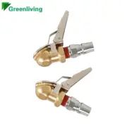 2pc Lock On Clip Inflator Steel Fitting Air Tyre Chuck Ball Tire Valve Stem