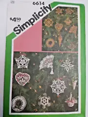 Crochet Christmas Ornaments Craft Simplicity 6614 BOOKLET Pattern VTG Holiday