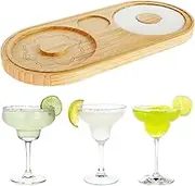Margarita Salt Rimmer Reusable Bamboo Sugar Salt Rimmer with Double Plate Bar Glass Rimmer Salt Box Spice Container Bartender Tool for Cocktail and Margarita ...
