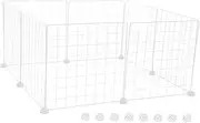 8pcs Small Animal Pet Playpen with 16pcs Buckle Portable Metal Wire Yard Fence Wire Grid Panel for Rabbit Guinea Pig Cages Puppy Kitten Playpen White