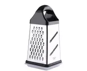 Professional Cheese Grater - Stainless Steel, 4 Sides - Perfect Box Grater For Parmesan Cheese, Vegetables, Ginger - Dishwasher Safe - Black