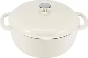 Amazon Basics Enameled Cast Iron Covered Round Dutch Oven, 4.1 Liters / 4.3-Quart, White