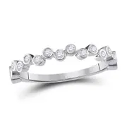 14k White Gold Round Diamond Stackable Band Ring 1/4 Cttw