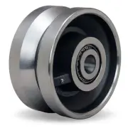 Hamilton V-Grooved Metal Wheel 8" Dia x 4" W - High Heat 750F Resistant with 1 1