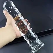 NewMaxer 10.6 Inch Large Dotted Crystal Glass Penis Glass Dildo Female Masturbation G-spot Stimulator Huge Anal Plug