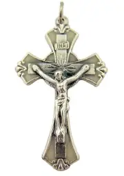 Silver Toned Base Luminous Glow in the Dark Modern Cross Crucifix Pendant