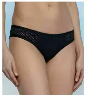 NEW Rachel Roy Solid Black Laser Mesh Sides Swim Bikini Bottom M Medium