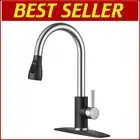 Classic High Arc Farmhouse Sink Faucet with Pull Down Sprayer – Black Brushed