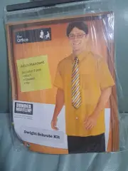 Dwight Schrute Costume Shirt Glasses & Tie Dunder Mifflin Adult Standard Size