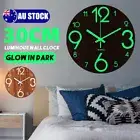 12" Luminous Wall Clock Glow In The Dark Silent Quartz Decor Home Modern Clocks