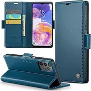 [Phernykas] Mobile Phone Case for Samsung Galaxy A23 Leather Case, Magnetic Flip Case with Card Slot and Stand Function, Smartphone Protective Case, Leather Case, Samsung A23 Flip Book Case (Blue)