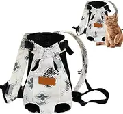 Cat Carrying Backpack - Breathable Travel Portable Cat Carrier Bag with Wide Shoulder Straps | Built-in Safety Lock Multi-Purpose Dog Chest Backpack for Traveling Camping