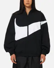 [Nike] Nike Women's Sportswear Logo Oversized Track Jacket Black/black/white - Size 2XL 2XL Black/Black/Whi