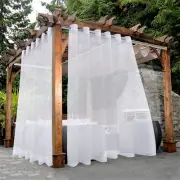 White Outdoor Sheer Curtains for Patio Waterproof - 2 Panels Wide Grommet Indoor
