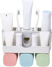 Automatic Toothpaste Dispenser and Toothbrush Holder Set with Wall Mounted for Bathroom Three Person
