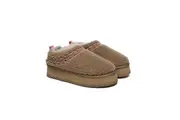 AUSTRALIAN SHEPHERD UGG Slippers Sheepskin Wool Plush Ankle Platform Madge Brown