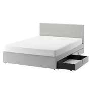 GLADSTAD upholstered bed, 4 storage boxes, Kabusa light grey, Full/Double