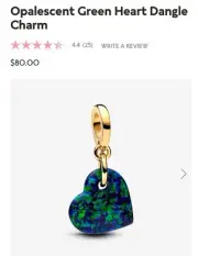Authentic Pandora #763348C01 Opalescent Green Heart Dangle Charm