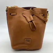 Dooney & Bourke Leather Crossbody Bags Melrose Drawstring Brown Natural Purse
