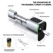New Keyless Smart Cylinder Tuya BLE /TT Lock APP (Key+Card+Password+App Unlock)