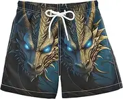[RPLIFE] Swim Boy Shorts, Anti Chafe Swim Trunks Boys 2T, Blue Dragon