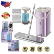 Elegant Stainless Steel Mop & Bucket Set with 4 Microfiber Refills - Pink