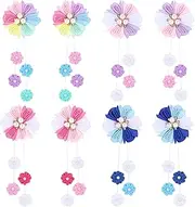 Obeoby 8PCS Hair Bows for Girls, Flower Hair Accessories Ribbon Bows With Alligator Clips for Birthday Back to School Gift, 4 Colors