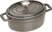 Staub La Cocotte Oval 40509-477 Pico Cocotte Oval Gray 5.9 inches (15 cm) Small, Both Handed Casting, Enameled Pot, Induction Compatible, Japanese Authentic Product