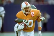 Defensive back Jeremiah Castille Tampa Bay Buccaneers is tackled a- Old Photo
