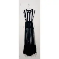在飛比找蝦皮購物優惠-🔥超便宜二手衣滿百出貨 sexy lulu 黑白直紋紗裙洋裝